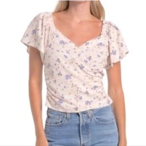 NWT ASTR the label dusty pink top with purple florals.